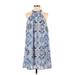 Japna Casual Dress - A-Line High Neck Sleeveless: Blue Dresses - Women's Size Small