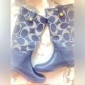 Coach Shoes | Coach Signature Logo Vintage Navy Blue Canvas Rain Boots-Size 7m Read!!! | Color: Blue | Size: 7