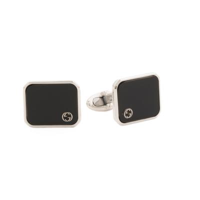 Gucci Accessories | Gucci Silver Made In Italy Sterling Silver Black Enamel Logo Cufflinks | Color: Silver | Size: Various