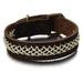 American Eagle Outfitters Accessories | Brown Leather Bracelet Wristband Cuff Snap Men Woven Braided Surf Beach | Color: Brown | Size: Os