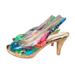 Nine West Shoes | Nine West Abstract Floral Cork Peep Toe Heels Pumps Sling Back Women's 9 Pink Gr | Color: Green/Pink | Size: 9
