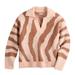 Nine West Sweaters | Nine West Pink & Brown Long Sleeve V-Neck Collared Polo Sweater Nwt | Size Xs | Color: Brown/Pink | Size: Xs