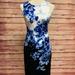 Anthropologie Dresses | Anthropologie Maeve Vanda Floral Blue Motif Pencil Dress, Size 2 | Color: Blue/White | Size: 2
