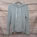 J. Crew Tops | J. Crew White Teal Stripe Hooded Pullover Lightweight Women's Sweater Size Large | Color: Blue/White | Size: L