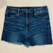 American Eagle Outfitters Shorts | American Eagle Shorts Womens 10 Shortie Cut-Offs Unhemmed Denim Dark Wash Jeans | Color: Blue/Tan | Size: 10