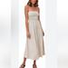 Free People Dresses | Free People Beach Tie Straps Smocked Midi Dress With Pockets | Color: Cream | Size: L