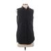 J.Crew Factory Store Sleeveless Button Down Shirt: Black Solid Tops - Women's Size 4