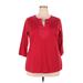 Lauren by Ralph Lauren 3/4 Sleeve Blouse: Red Tops - Women's Size 2X