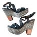 Anthropologie Shoes | Anthropologie Holding Horses Black Suede Stacked Wedge Platform Heels, Size 10 | Color: Black | Size: 10