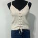 American Eagle Outfitters Tops | American Eagle Lace-Up Ribbed Sweater Tank Beige Size Small | Color: Cream | Size: S