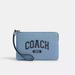 Coach Bags | Coach Blue Corner Zip Wristlet With Varsity | Color: Black/Blue | Size: 6.25"L X 4"H X 0.5"D