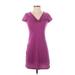 Victoria's Secret Casual Dress - Mini V-Neck Short sleeves: Purple Solid Dresses - Women's Size X-Small