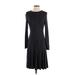 Tommy Hilfiger Casual Dress - A-Line High Neck 3/4 sleeves: Black Solid Dresses - Women's Size 6