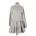 Topshop Casual Dress - A-Line High Neck Long sleeves: Gray Marled Dresses - New - Women's Size 10