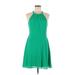 Express Cocktail Dress - A-Line Halter Sleeveless: Green Solid Dresses - Women's Size 8