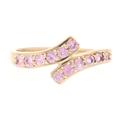 Jollys Jewellers Women's 9Carat Yellow Gold Pink Topaz Crossover Eternity Ring (Size N) 9mm Widest | Luxury Ladies Ring