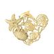 Jewels Obsession 18K Yellow Gold Dolphins, Starfish, Turtle, Sand Dollar, Shell & Fish Pendant, Made in USA