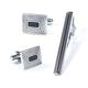 Plated Rectangular Metal Cufflinks Tie Clip Set Tie Clip Cufflinks