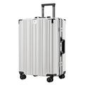 DNZOGW Travel Suitcase Suitcase Aluminum Alloy Seatable Suitcase Suitcase Men and Women Lock Trolley Case Fashionable Boarding Case Trolley Case (Color : White, Size : A)