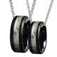 Gualiy Matching Necklaces Tungsten Steal, His and Hers Necklace Sets 8mm Black Ring Inlay Silver Metal Necklaces Women L 1/2 + Men P 1/2