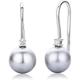 Miore pearl and diamond drop earrings in 18 kt 750/1000 white gold/yellow gold with grey/white freshwater pearl 9 mm with 0.06 ct brilliant cut