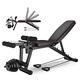 Weight Bench Foldable with Leg Extension Bench Press Gym Equipment with 4 Back Positions, Two Exercise Band, Full Body Weightlifting and Strength Training for Home Gym