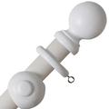 ATRADEX - Wooden Curtain Pole - Curtain Poles For Eyelet Curtains - 28mm Curtain Rail - Fixed Length Pole, Classic Finials, Rings Set - Door Window Curtain Poles - Large Wood Pole (White, 300cm)