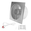 H&C VENT Extractor Fan │ Inline Exhaust Fan │For Kitchen Bathroom Shower Toilet Wall Ceiling Window Kit │ Silent Humidistat centrifugal fume fan (Silver I Pull Switch & Cable, Ø 100 mm)