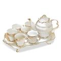 Ceramic Tea Sets, China Coffee Set ，Tea Set, Tea Set for Adults Tea Set with Teapot Porcelain Coffee Cup Sets Afternoon Tea Service Flowering Tea Sets with Tea Tray (B) (Color : B)