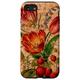 Hülle für iPhone SE (2020) / 7 / 8 Etui mit Erdbeeren und Blumen, rustikaler Kork-Holzdruck-Effekt