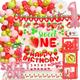 Strawberry 1st Birthday Decorations Party Supplies,sweet one birthday party decorations strawberry including Strawberry 1st Balloon Banner Cake Topper Table Cloth backdrop...