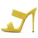 THOYBMO Women's High-heeled Sandals Open Toe Slip On Sandals Rhinestones Slip is Stiletto Shoes Two Strap Faux Leather High Heel Suitable for Women, Yellow,45