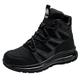 JiuQing Safety Boots Lightweight Steel Toe Cap Industrial Boots Mens Air Cushion Work Sneaker Non-Slip Comfortable,Black,10 UK