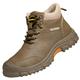 JiuQing Safety Boots Steel Toe Cap Work Boots Mens Non-Slip Lightweight Industrial Sneaker Hiking Boots,Brown,10 UK