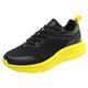Cross-country ski shoes men's sports shoes, fashionable new pattern, summer mesh, breathable and comfortable, thick sole, casual running shoes, lace-up shoes, men's black shoes, yellow, 42 EU