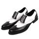 Dress Shoes for Men Lace Up Brogue Embossed Wing tip PU Leather Two Tone Oxford Shoes Low Top Anti-Slip Block Heel Non Slip Rubber Sole Business (Color : Black White, Size : 10 UK)