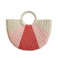 Comeon Straw Bags Rattan Bag for Women,Natural Straw Handwoven Top-handle Handbag Large Capacity Basket Purse Tote Clutch Bag, Pink Orange, One Size