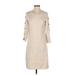 Talbots Casual Dress - Sweater Dress: Ivory Tweed Dresses - Women's Size Small