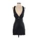 Harley Davidson Cocktail Dress - Bodycon V Neck Sleeveless: Black Solid Dresses - Women's Size 30