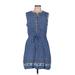 Gap Cocktail Dress - Mini Crew Neck Sleeveless: Blue Dresses - Women's Size Medium