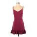 1.State Casual Dress - Mini: Burgundy Solid Dresses - Women's Size 4