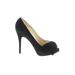 Valentino Garavani Heels: Slip On Platform Cocktail Party Black Solid Shoes - Women's Size 38 - Peep Toe