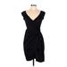 Nanette Lepore Casual Dress - Wrap: Black Solid Dresses - Women's Size 6