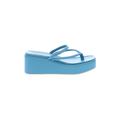 Chelsea & Violet Sandals: Flip-Flop Platform Casual Blue Print Shoes - Women's Size 11 1/2 - Open Toe