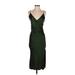 Zara Casual Dress - Party V-Neck Sleeveless: Green Solid Dresses - Women's Size Small