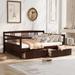 Espresso Multi-functional Design Full Size Daybed Wood Bed with Two Drawers, Sturdy Pine Wood Frame