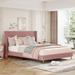 Queen Size Upholstered Platform Bed with Corduroy Tufted Headboard, Metal Legs