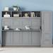 Full/Queen Size Murphy Bed Wall Bed with Closet and 2 Drawers, Foldable Murphy Bed Frame Cabinet Bed with Built-in Top Shelves