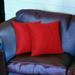 HomeRoots Set Of Two 16" X 16" Red Polyester Zippered Pillow Cover