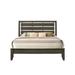 Transitional Gray Finish Queen Bed: Slatted Headboard, Tapered Wooden Legs